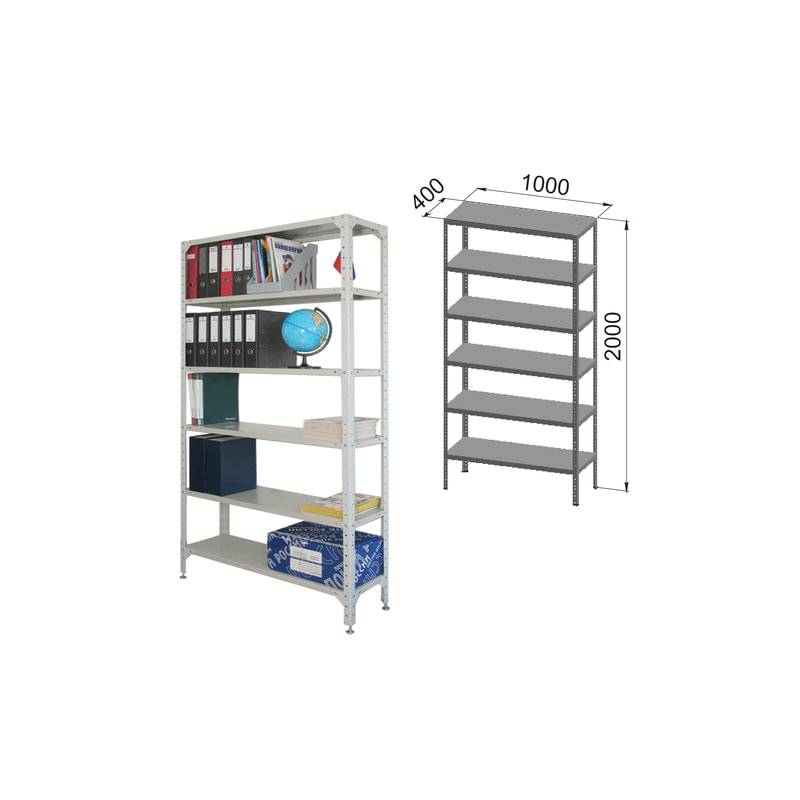 Стеллаж металлический "УНИВЕРСАЛ", 2000х1000х400 мм, УСИЛЕННЫЕ СТОЙКИ, 6 полок, регулируемые опоры, 290349 главное фото